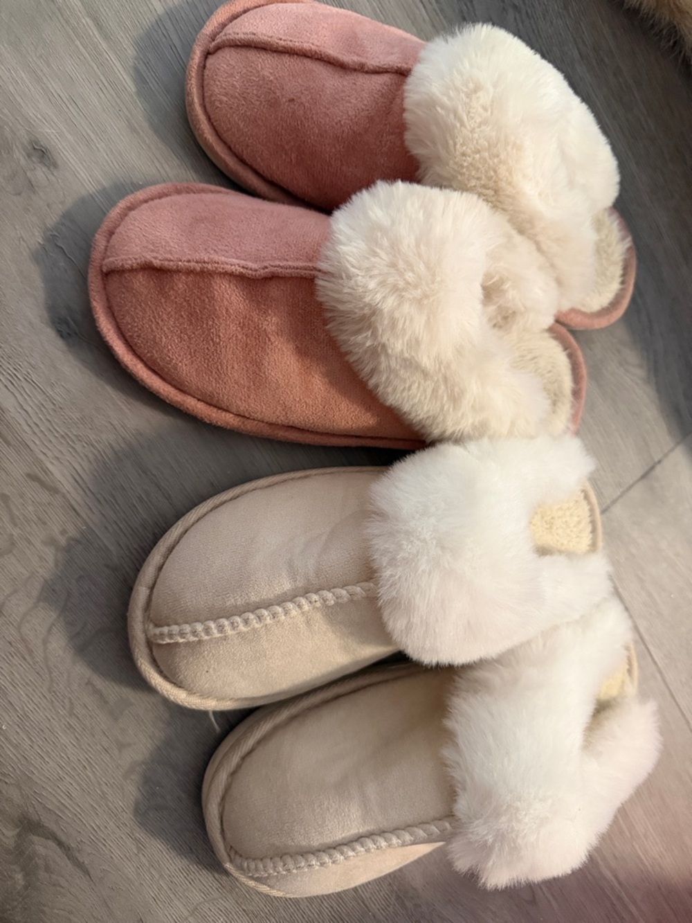Cozy Shearling Lined Slippers in Blush and Cream